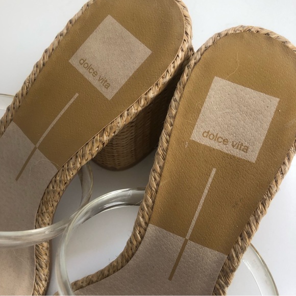 Dolce Vita Natie Clear strap jute block heels. - Picture 6 of 7